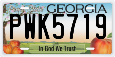 GA license plate PWK5719