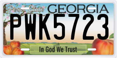 GA license plate PWK5723