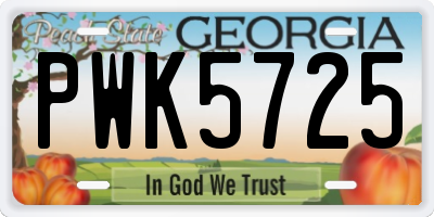 GA license plate PWK5725