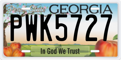 GA license plate PWK5727