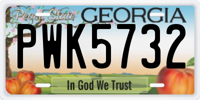 GA license plate PWK5732