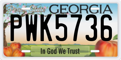 GA license plate PWK5736