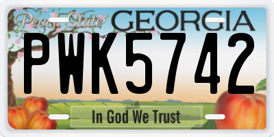 GA license plate PWK5742