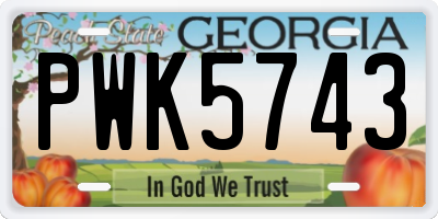 GA license plate PWK5743