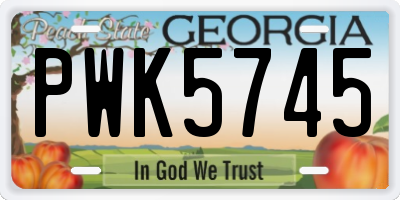 GA license plate PWK5745