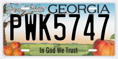 GA license plate PWK5747
