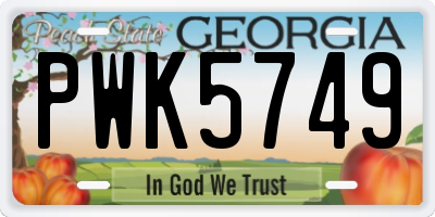 GA license plate PWK5749
