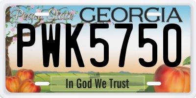 GA license plate PWK5750