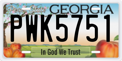 GA license plate PWK5751
