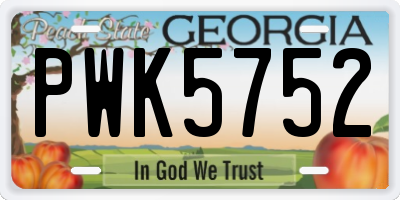 GA license plate PWK5752