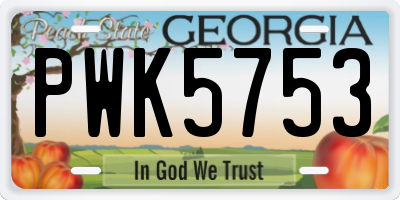 GA license plate PWK5753
