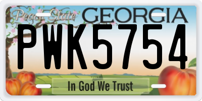 GA license plate PWK5754