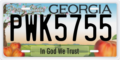 GA license plate PWK5755