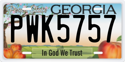 GA license plate PWK5757