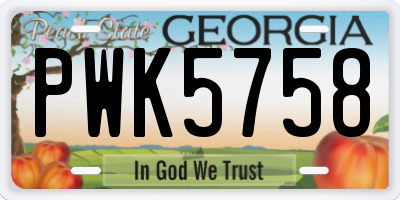 GA license plate PWK5758