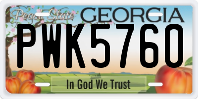 GA license plate PWK5760