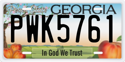 GA license plate PWK5761