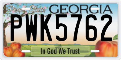 GA license plate PWK5762