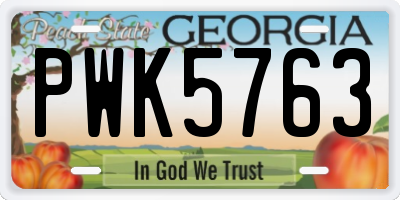 GA license plate PWK5763