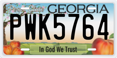 GA license plate PWK5764