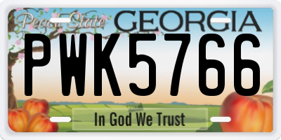 GA license plate PWK5766