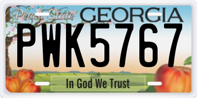 GA license plate PWK5767