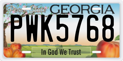 GA license plate PWK5768
