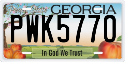 GA license plate PWK5770