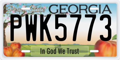 GA license plate PWK5773