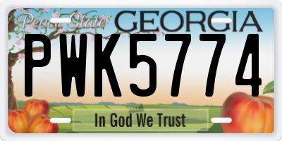 GA license plate PWK5774