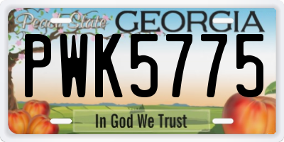 GA license plate PWK5775