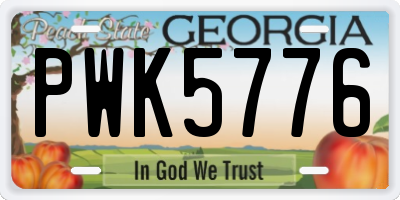 GA license plate PWK5776