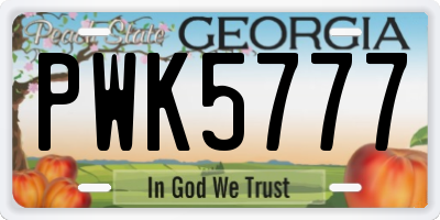 GA license plate PWK5777