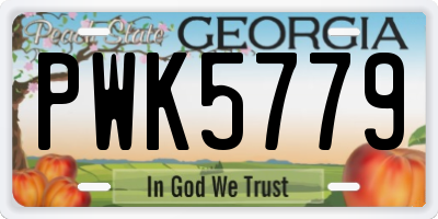 GA license plate PWK5779