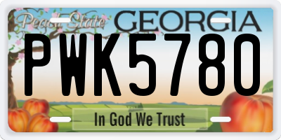GA license plate PWK5780