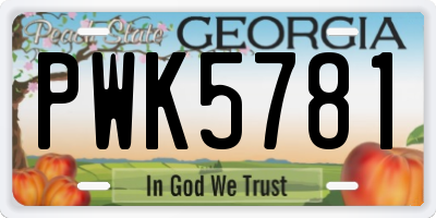 GA license plate PWK5781