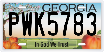 GA license plate PWK5783