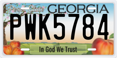 GA license plate PWK5784