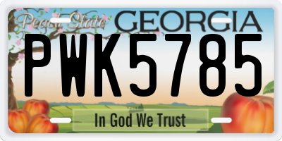 GA license plate PWK5785