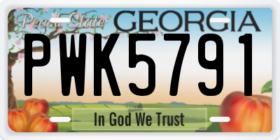GA license plate PWK5791