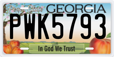 GA license plate PWK5793