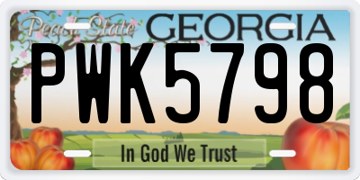 GA license plate PWK5798