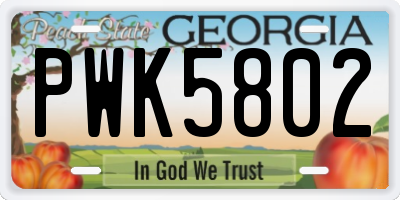 GA license plate PWK5802