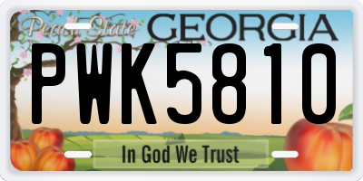 GA license plate PWK5810