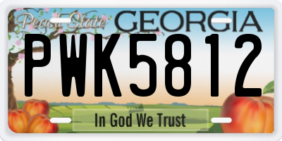 GA license plate PWK5812