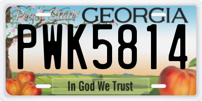 GA license plate PWK5814