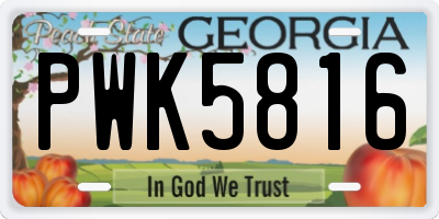 GA license plate PWK5816