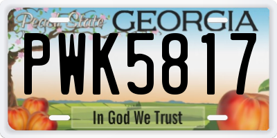 GA license plate PWK5817
