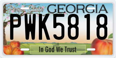 GA license plate PWK5818