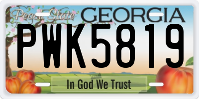 GA license plate PWK5819